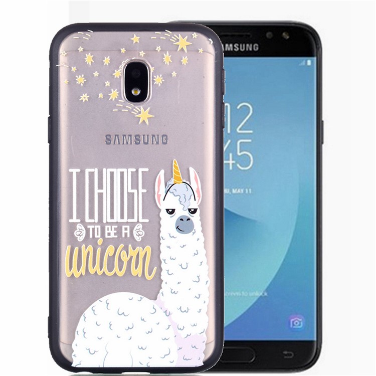 Rubberized Embossed PC + TPU Phone Case for Samsung Galaxy J7 (2017) EU Version / J7 Pro (2017) - Alpaca Unicorn-2