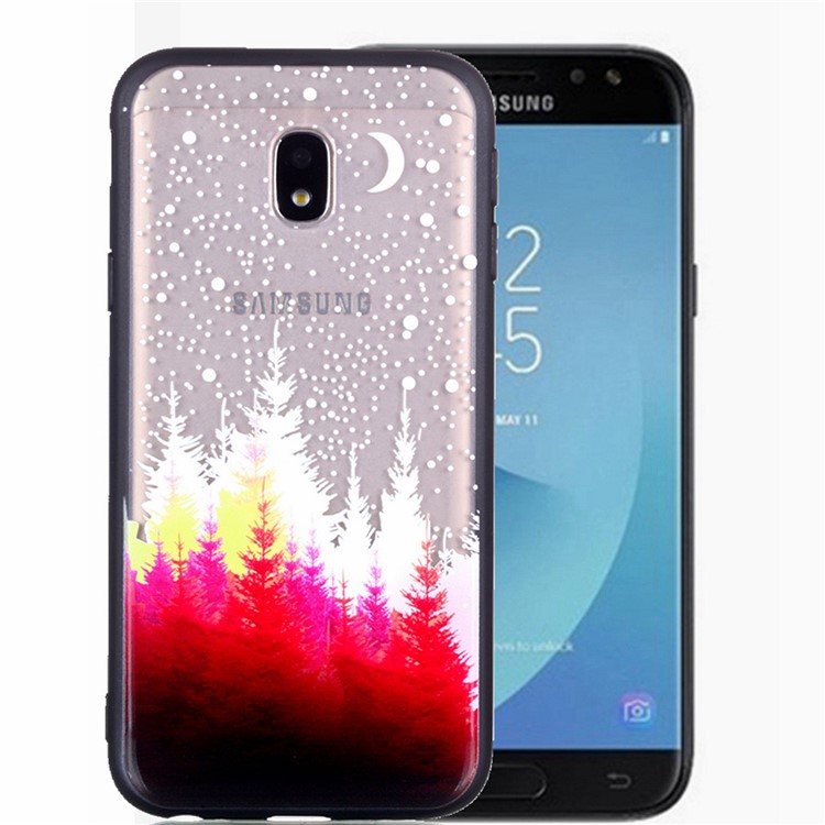 Rubberized Embossed PC + TPU Phone Cover for Samsung Galaxy J7 (2017) EU Version / J7 Pro (2017) - Forests-2