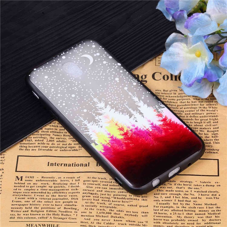 Rubberized Embossed PC + TPU Phone Cover for Samsung Galaxy J7 (2017) EU Version / J7 Pro (2017) - Forests-3