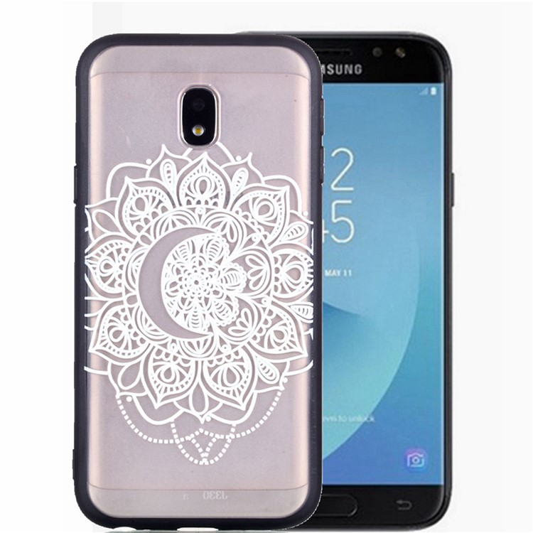 Rubberized Embossed PC + TPU Phone Lightweight Shell Case for Samsung Galaxy J7 (2017) EU Version / J7 Pro (2017) - Pretty Flower-2