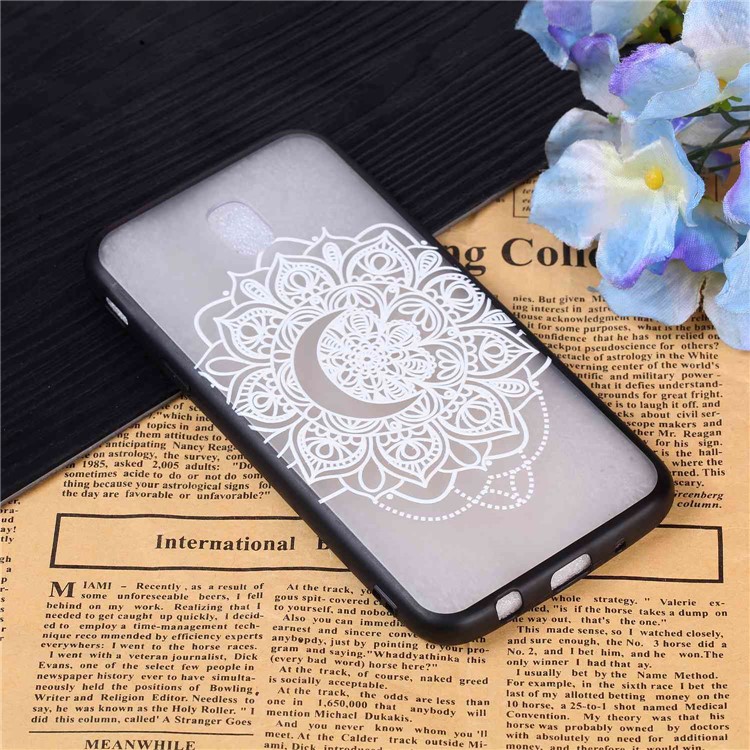 Rubberized Embossed PC + TPU Phone Lightweight Shell Case for Samsung Galaxy J7 (2017) EU Version / J7 Pro (2017) - Pretty Flower-3