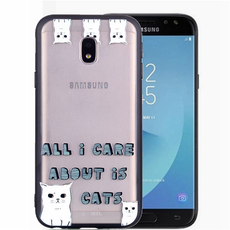 For Samsung Galaxy J7 (2017) EU Version / J7 Pro (2017) Rubberized Embossed PC + TPU Cellphone Cover Shell - Lovely Cats-2