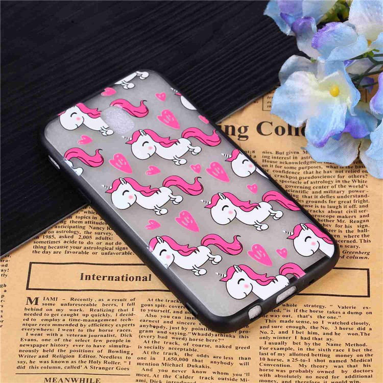 For Samsung Galaxy J7 (2017) EU Version / J7 Pro (2017) Rubberized Embossed PC + TPU Mobile Phone Back Casing - Adorable Unicorns-3