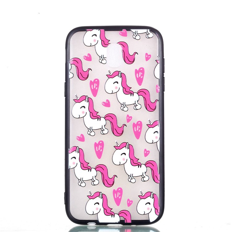 For Samsung Galaxy J7 (2017) EU Version / J7 Pro (2017) Rubberized Embossed PC + TPU Mobile Phone Back Casing - Adorable Unicorns-4