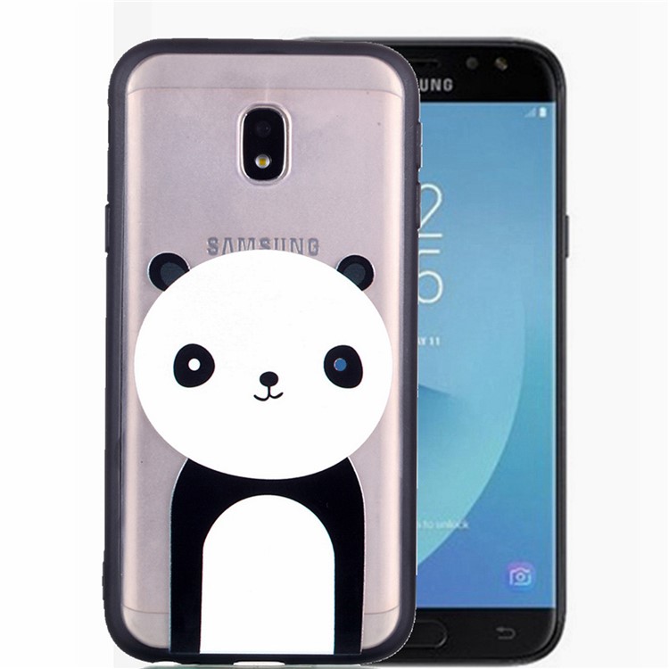 Rubberized Embossed PC + TPU Cellphone Back Lightweight Case for Samsung Galaxy J7 (2017) EU Version / J7 Pro (2017) - Panda-2