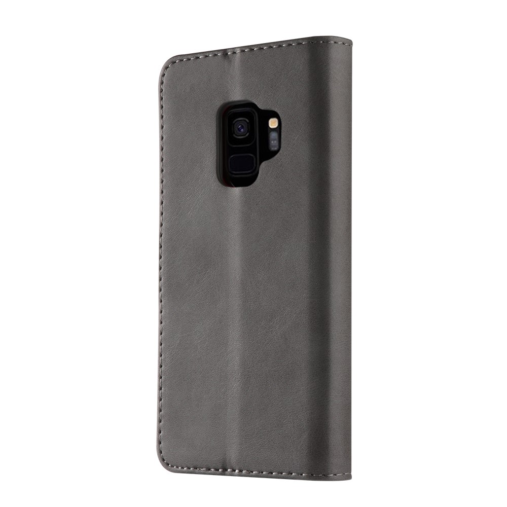LC.IMEEKE PU Leather Wallet Stand Cover for Samsung Galaxy S9 SM-G960 - Grey-5