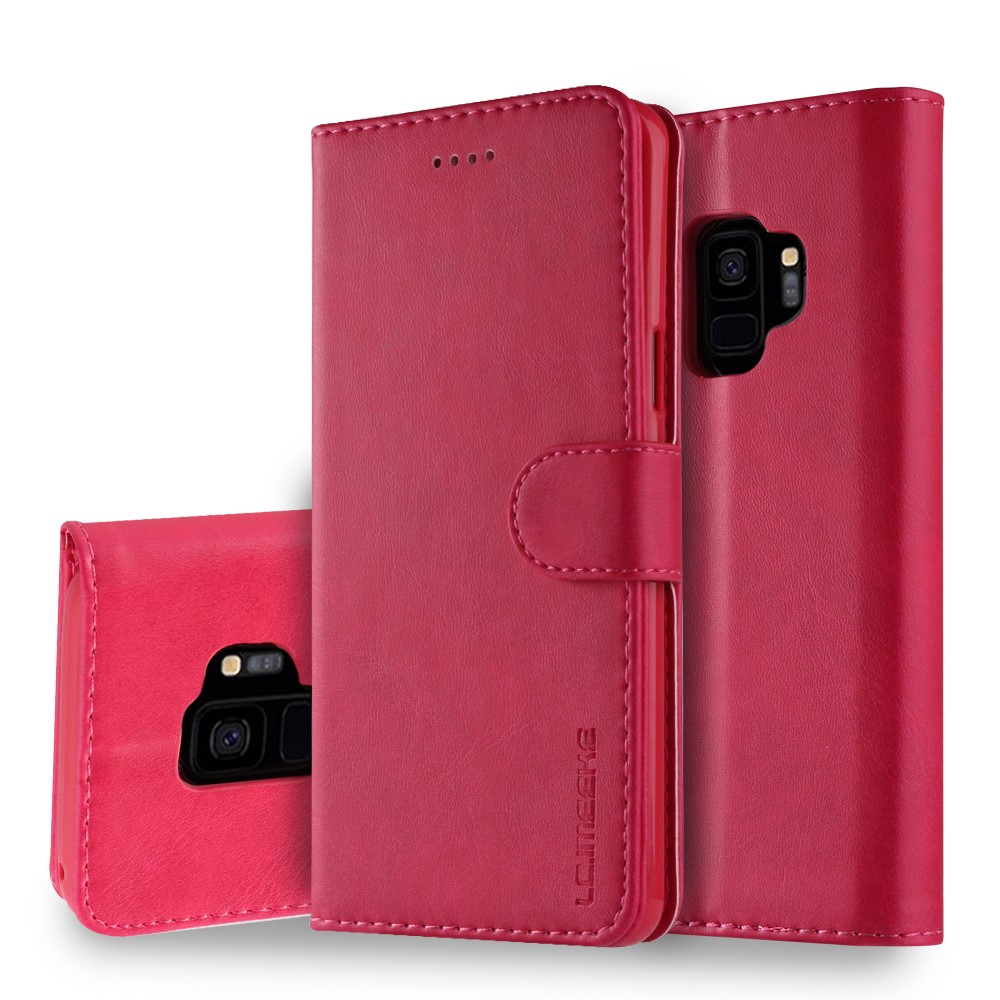 LC.IMEEKE Wallet Leather Stand Shell for Samsung Galaxy S9 SM-G960 - Rose-1