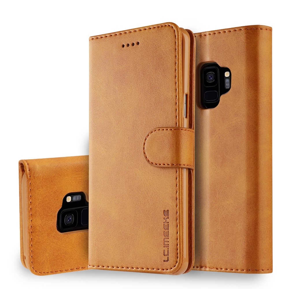 LC.IMEEKE PU Leather Protection Mobile Casing for Samsung Galaxy S9 SM-G960 - Brown-1