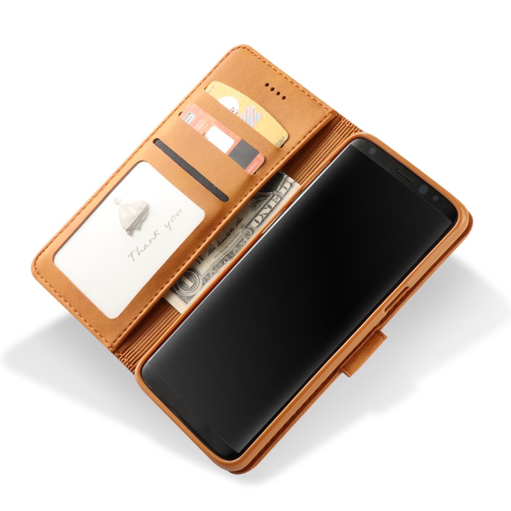 LC.IMEEKE PU Leather Protection Mobile Casing for Samsung Galaxy S9 SM-G960 - Brown-4