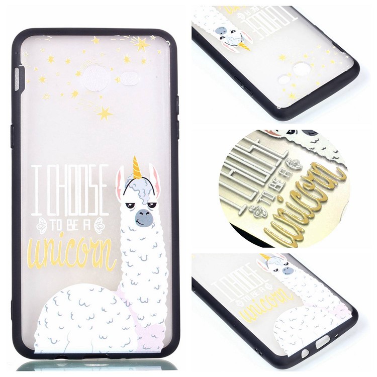 Embossment Pattern Rubberized TPU + PC Hybrid Case for Samsung Galaxy J3 (2016) / J3 J320 (US Version) - I Choose to Be a Unicorn-1