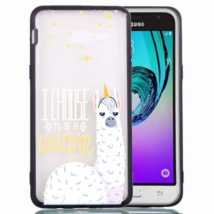 Embossment Pattern Rubberized TPU + PC Hybrid Case for Samsung Galaxy J3 (2016) / J3 J320 (US Version) - I Choose to Be a Unicorn-2