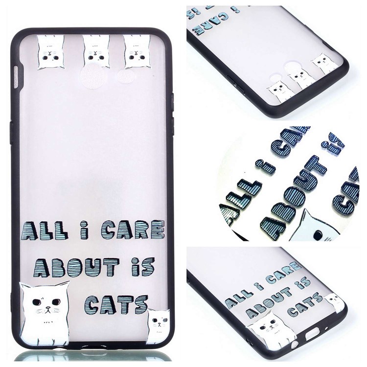 Embossment Pattern Rubberized TPU + PC Hybrid Shell for Samsung Galaxy J3 (2016) / J3 J320 (US Version) - Cats-1