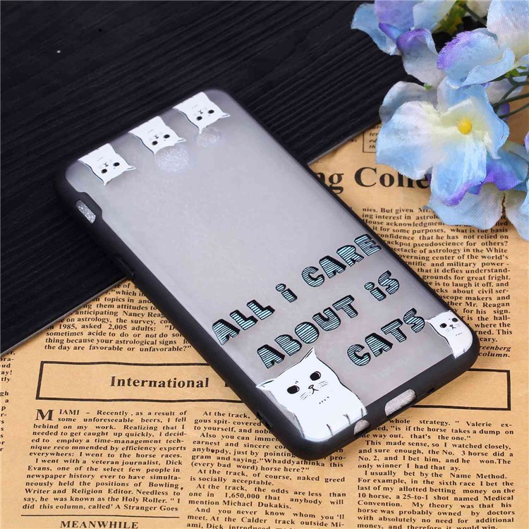 Embossment Pattern Rubberized TPU + PC Hybrid Shell for Samsung Galaxy J3 (2016) / J3 J320 (US Version) - Cats-3