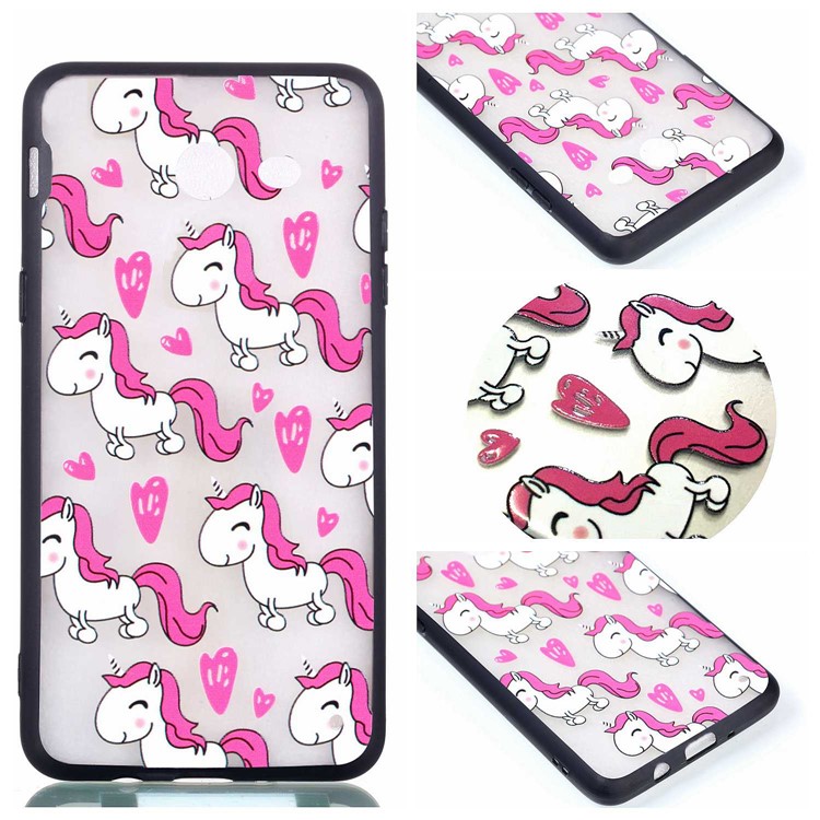 Embossment Pattern Rubberized TPU + PC Hybrid Cell Phone Case for Samsung Galaxy J3 (2016) / J3 J320 (US Version) - Unicorns-1