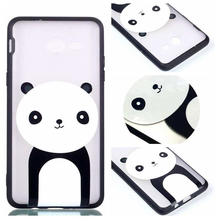 Embossment Pattern Rubberized TPU + PC Hybrid Cover Shell for Samsung Galaxy J3 (2016) / J3 J320 (US Version) - Panda-1