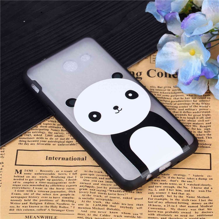 Embossment Pattern Rubberized TPU + PC Hybrid Cover Shell for Samsung Galaxy J3 (2016) / J3 J320 (US Version) - Panda-3