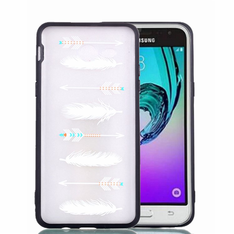 Embossment Pattern Rubberized TPU + PC Combo Phone Case for Samsung Galaxy J3 (2016) / J3 J320 (US Version) - Feather and Arrow-2