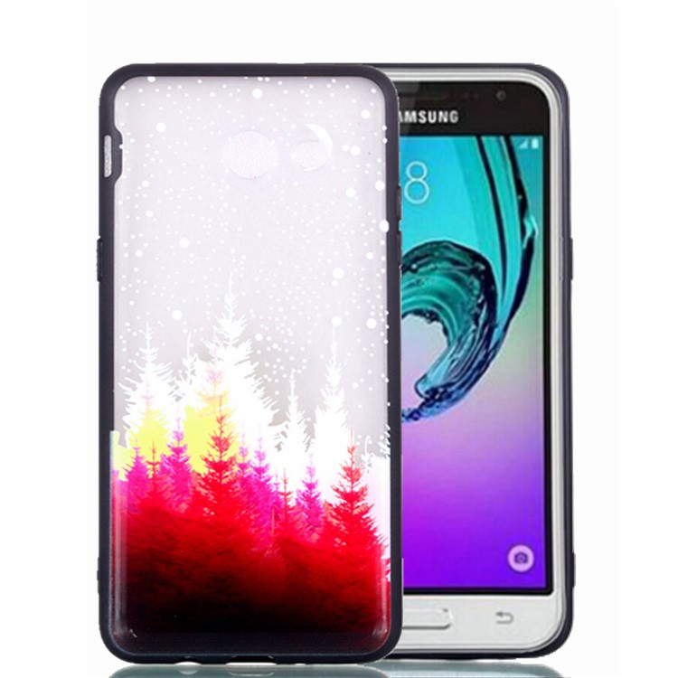 Embossment Pattern Rubberized TPU + PC Hybrid Case Phone Shell for Samsung Galaxy J3 (2016) / J3 J320 (US Version) - Forest-2