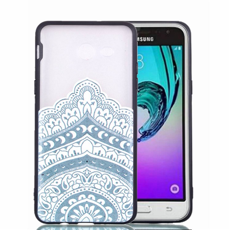Embossment Pattern Rubberized TPU + PC Hybrid Phone Case Shell for Samsung Galaxy J3 (2016) / J3 J320 (US Version) - Stylish Pattern-2