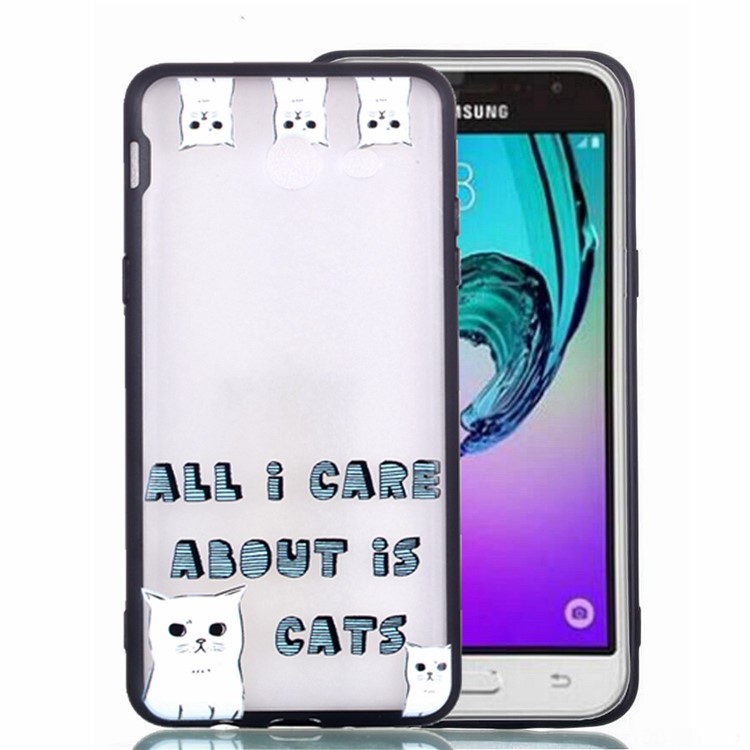 Embossment Pattern Rubberized TPU + PC Hybrid Shell Case for Samsung Galaxy J5 (2017) US Version/J5 Pro (2017) - Cats-2
