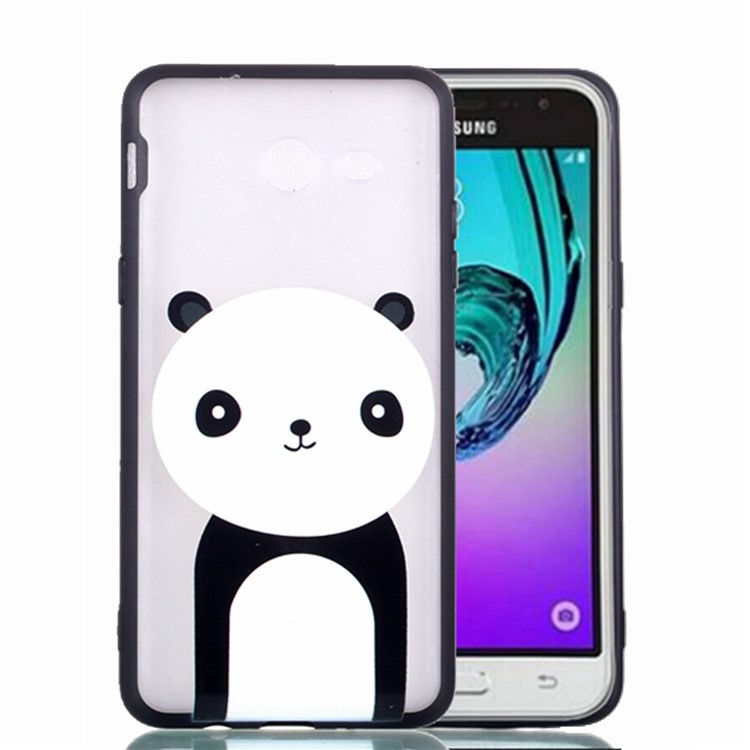 Embossment Pattern Rubberized TPU + PC Hybrid Case Shell for Samsung Galaxy J5 (2017) US Version/J5 Pro (2017) - Panda-2
