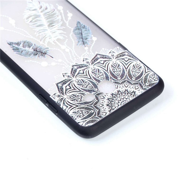 Embossment Pattern Rubberized TPU + PC Hybrid Case Accessory for Samsung Galaxy J5 (2017) US Version/J5 Pro (2017) - Unique Flower and Feather-6
