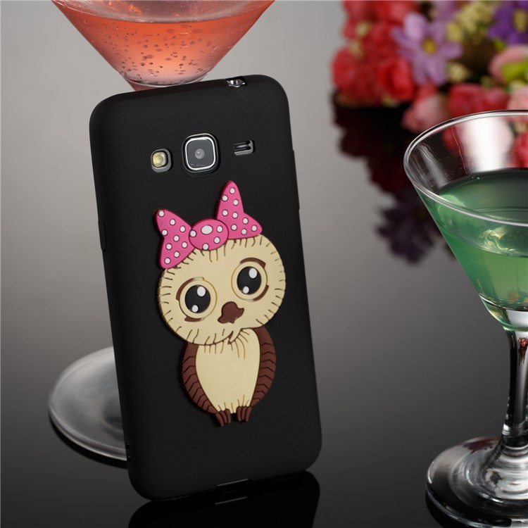 Cute 3D Female Owl Patterned TPU Phone Case for Samsung Galaxy J3 (2016) / J3 - Black-2
