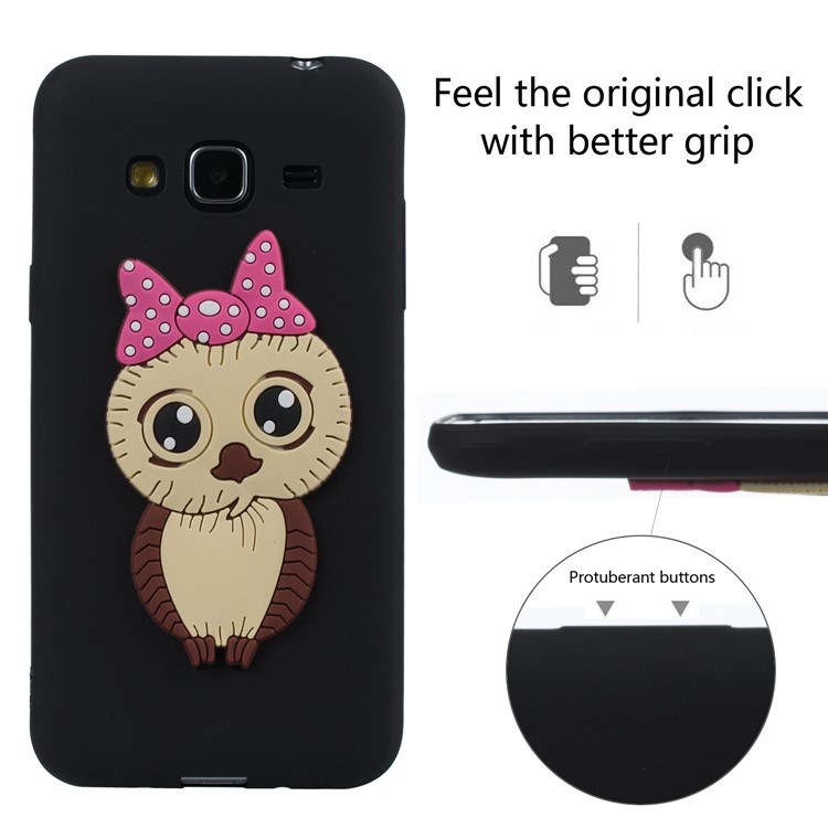 Cute 3D Female Owl Patterned TPU Phone Case for Samsung Galaxy J3 (2016) / J3 - Black-6