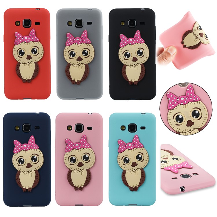 Cute 3D Female Owl Patterned TPU Phone Case for Samsung Galaxy J3 (2016) / J3 - Black-7