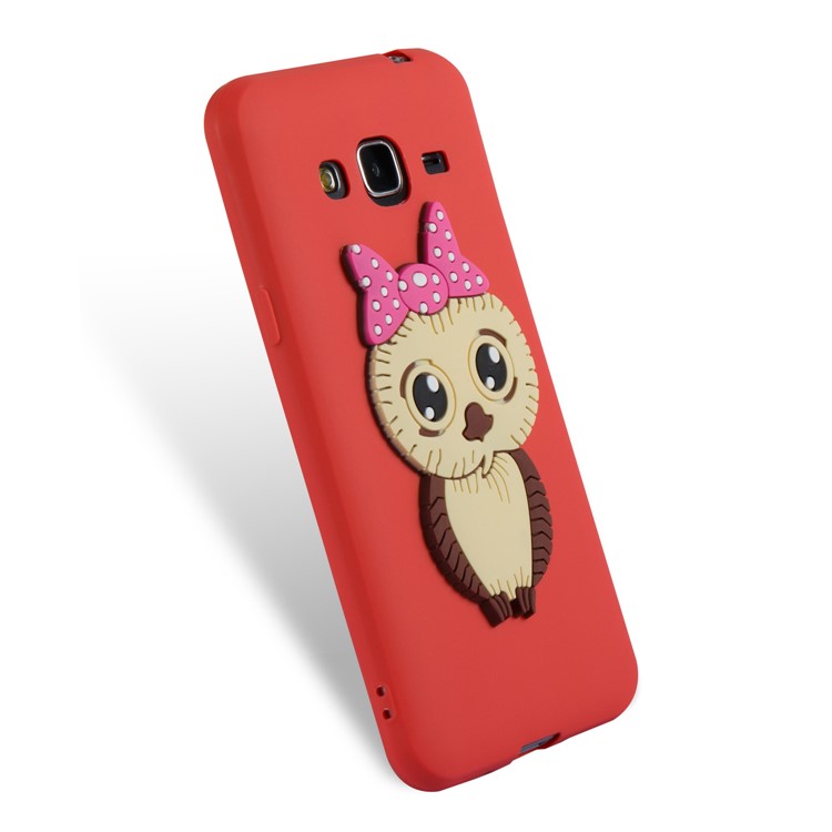 Simpatica copertura 3D In TPU Con Motivo Gufo Femminile Per Samsung Galaxy J3 (2016) / J3 - Rosso-3