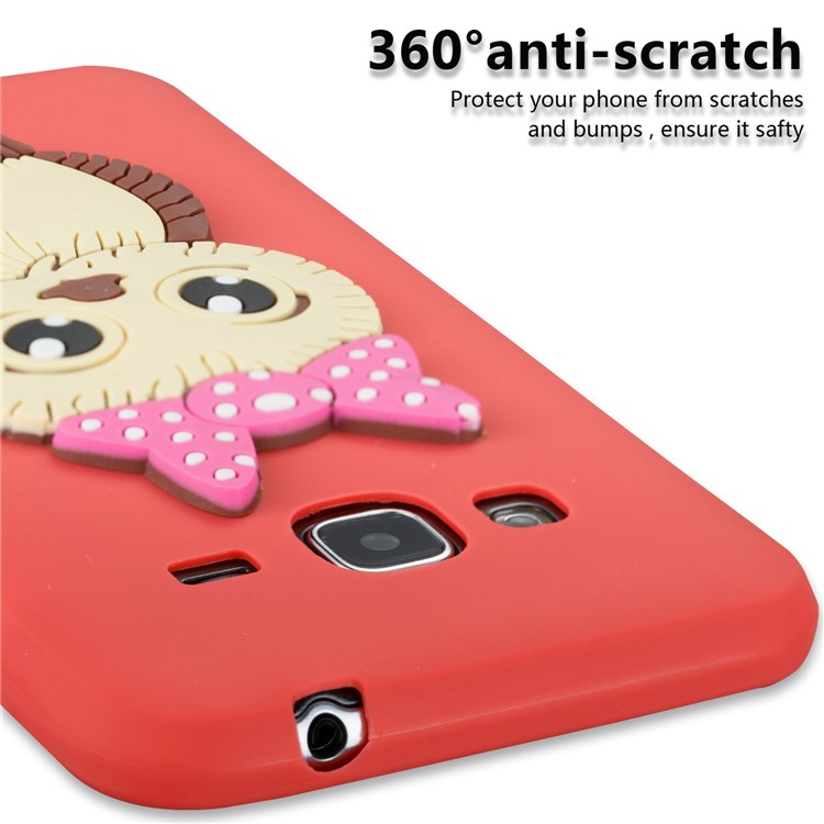 Simpatica copertura 3D In TPU Con Motivo Gufo Femminile Per Samsung Galaxy J3 (2016) / J3 - Rosso-4