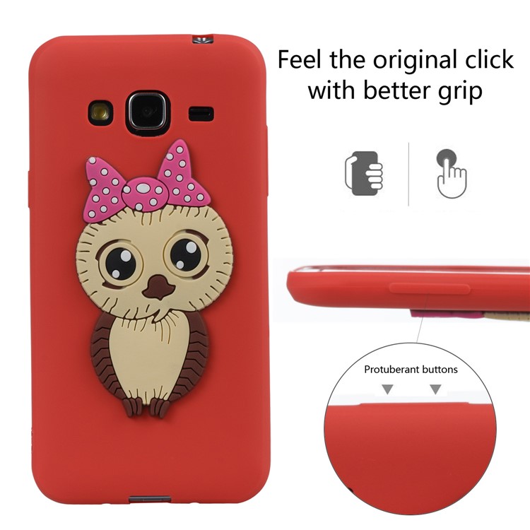 Simpatica copertura 3D In TPU Con Motivo Gufo Femminile Per Samsung Galaxy J3 (2016) / J3 - Rosso-5