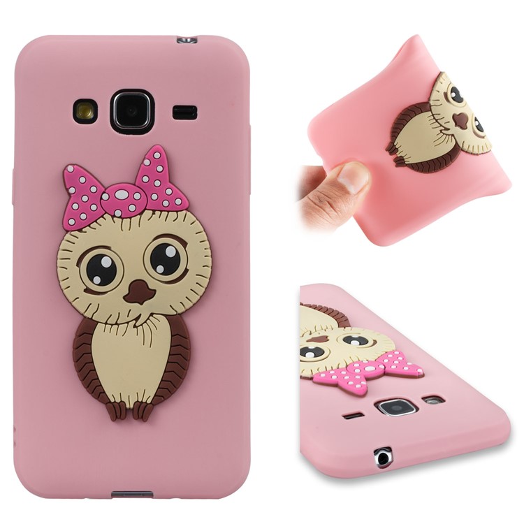 Cute 3D Female Owl Patterned TPU Phone Cover for Samsung Galaxy J3 (2016) / J3 - Pink-1