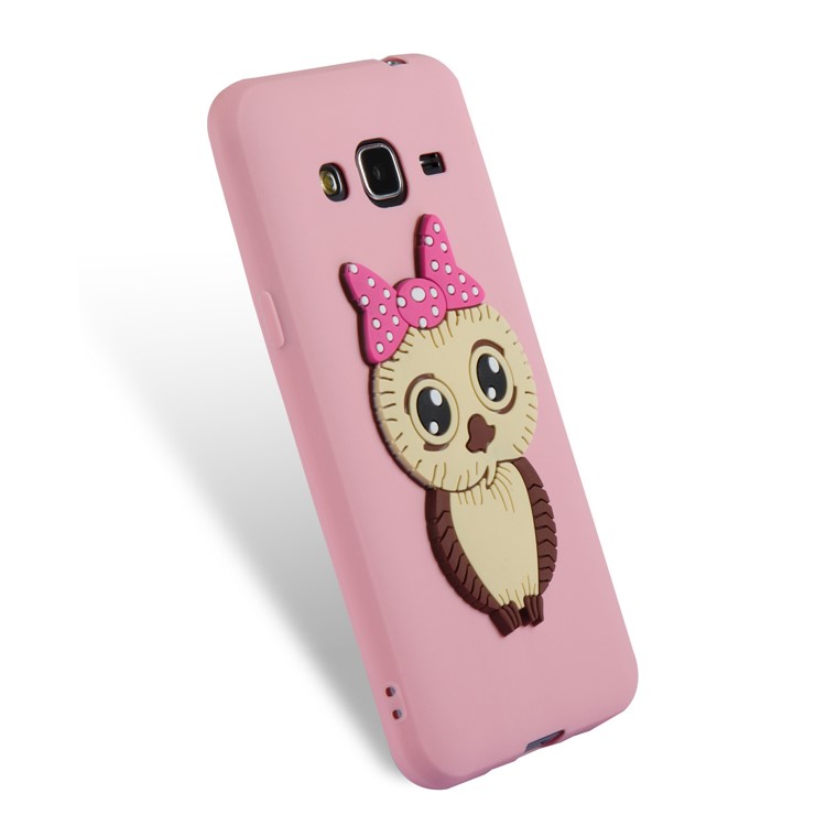 Cute 3D Female Owl Patterned TPU Phone Cover for Samsung Galaxy J3 (2016) / J3 - Pink-3