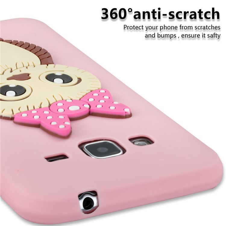 Cute 3D Female Owl Patterned TPU Phone Cover for Samsung Galaxy J3 (2016) / J3 - Pink-4