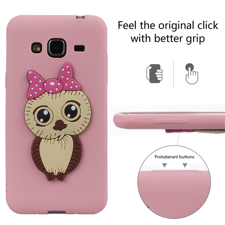 Cute 3D Female Owl Patterned TPU Phone Cover for Samsung Galaxy J3 (2016) / J3 - Pink-5