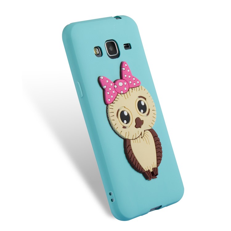 Cute 3D Female Owl Patterned TPU Jelly Case for Samsung Galaxy J3 (2016) / J3 - Baby Blue-3