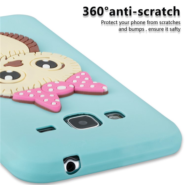 Cute 3D Female Owl Patterned TPU Jelly Case for Samsung Galaxy J3 (2016) / J3 - Baby Blue-4