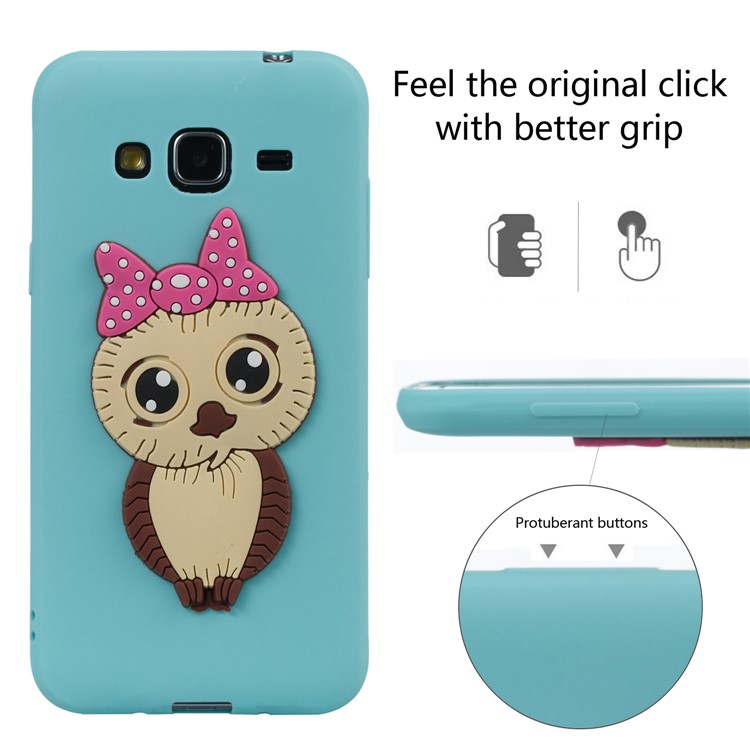 Cute 3D Female Owl Patterned TPU Jelly Case for Samsung Galaxy J3 (2016) / J3 - Baby Blue-5