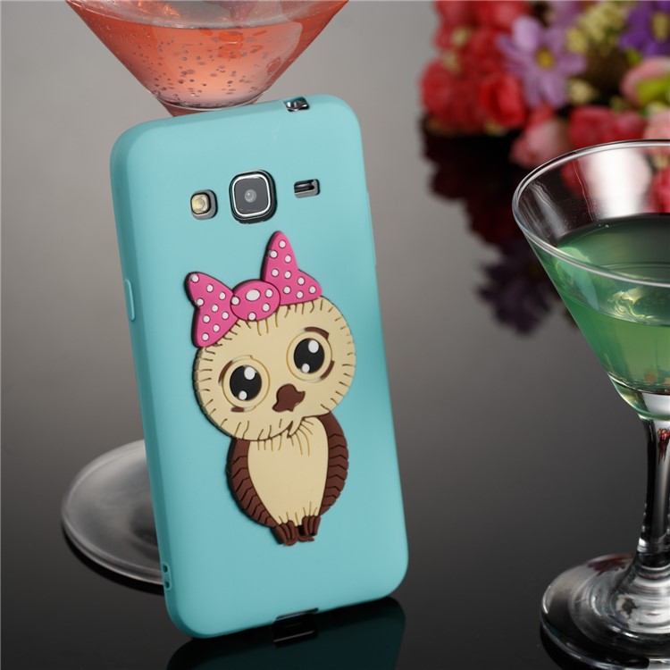 Cute 3D Female Owl Patterned TPU Jelly Case for Samsung Galaxy J3 (2016) / J3 - Baby Blue-6