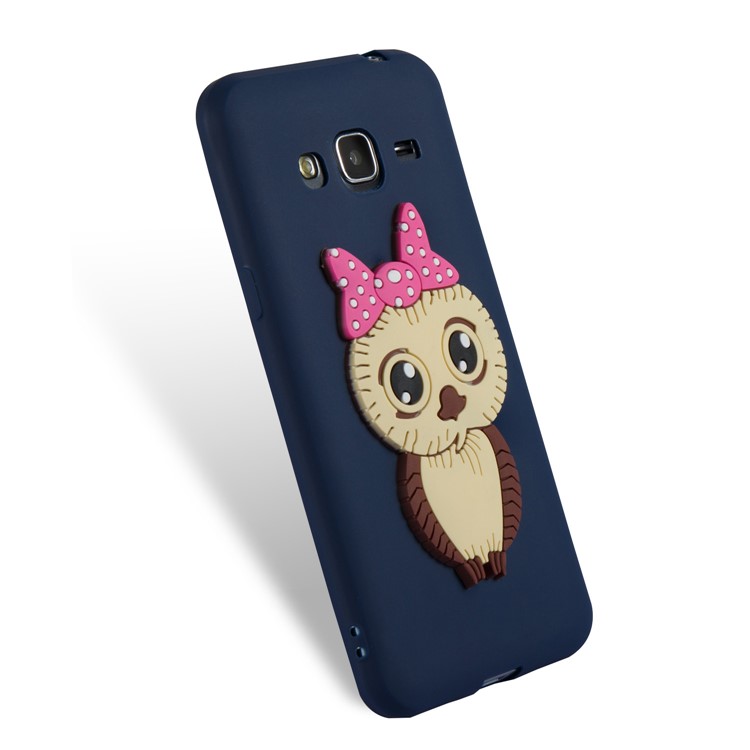 For Samsung Galaxy J3 (2016) / J3 Cute 3D Female Owl Patterned TPU Back Cover Case - Dark Blue-3