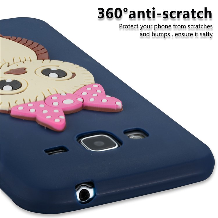 For Samsung Galaxy J3 (2016) / J3 Cute 3D Female Owl Patterned TPU Back Cover Case - Dark Blue-4