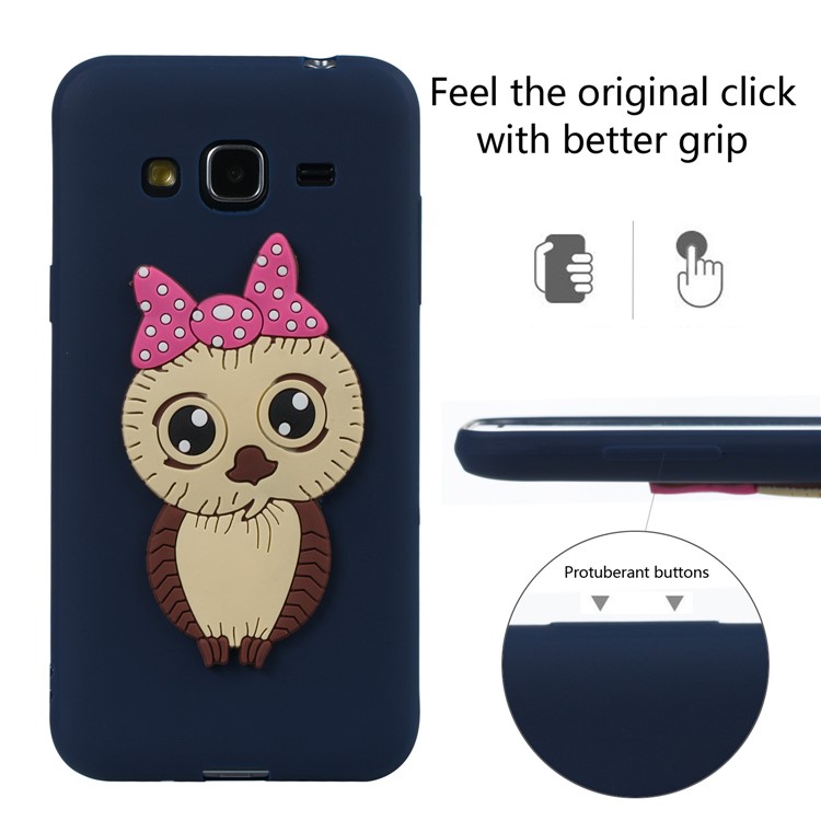 For Samsung Galaxy J3 (2016) / J3 Cute 3D Female Owl Patterned TPU Back Cover Case - Dark Blue-5