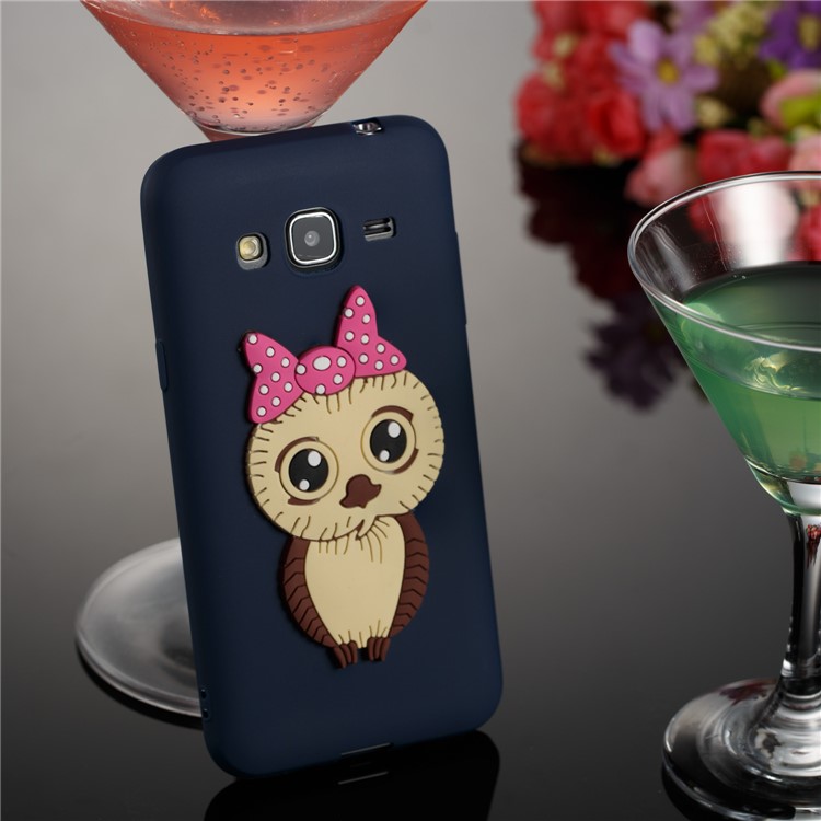 For Samsung Galaxy J3 (2016) / J3 Cute 3D Female Owl Patterned TPU Back Cover Case - Dark Blue-6
