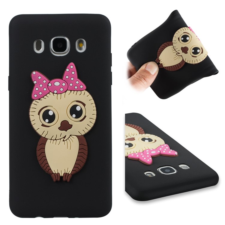 Cute 3D Female Owl TPU Soft Phone Case for Samsung Galaxy J5 (2016) SM-J510 - Black-1