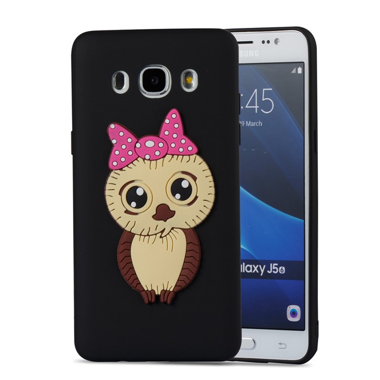 Cute 3D Female Owl TPU Soft Phone Case for Samsung Galaxy J5 (2016) SM-J510 - Black-3
