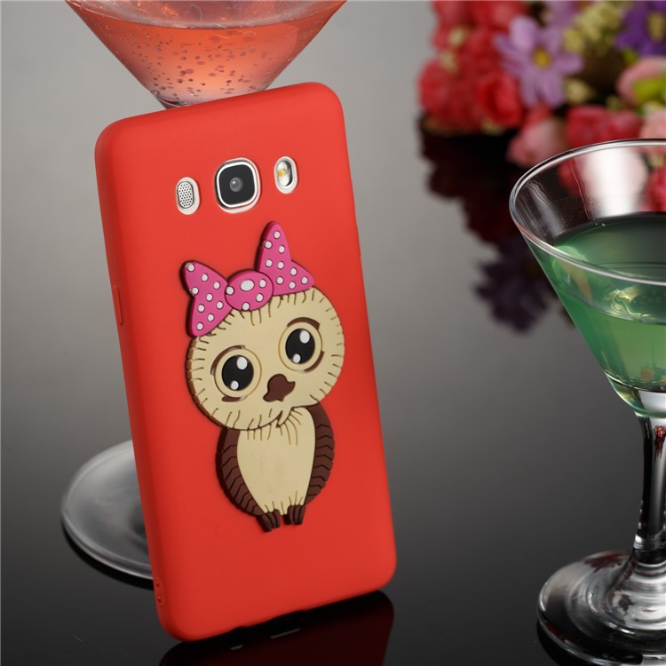 Cute 3D Female Owl TPU Soft Phone Shell for Samsung Galaxy J5 (2016) SM-J510 - Red-2