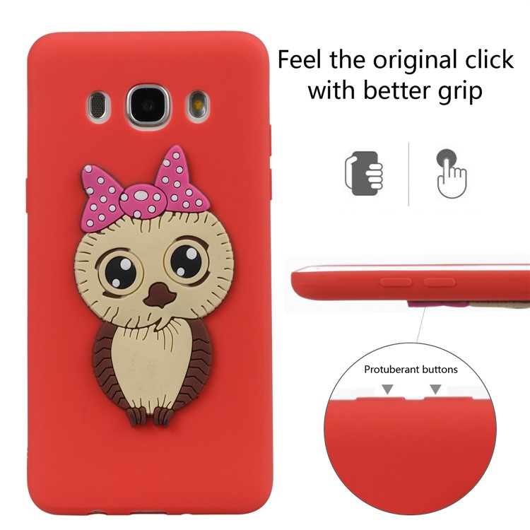 Cute 3D Female Owl TPU Soft Phone Shell for Samsung Galaxy J5 (2016) SM-J510 - Red-6