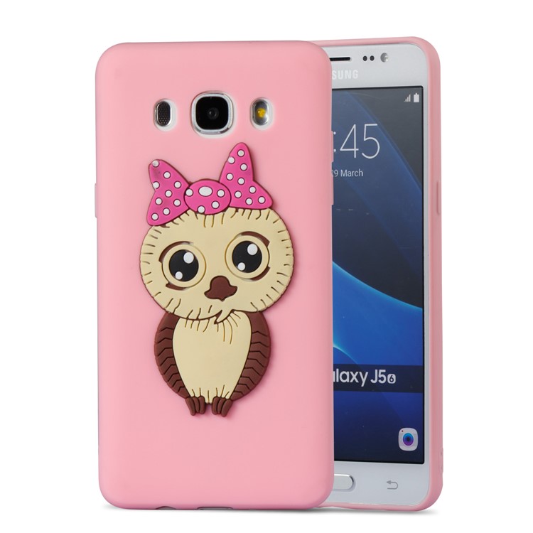 Cute 3D Female Owl TPU Soft Phone Casing for Samsung Galaxy J5 (2016) SM-J510 - Pink-3