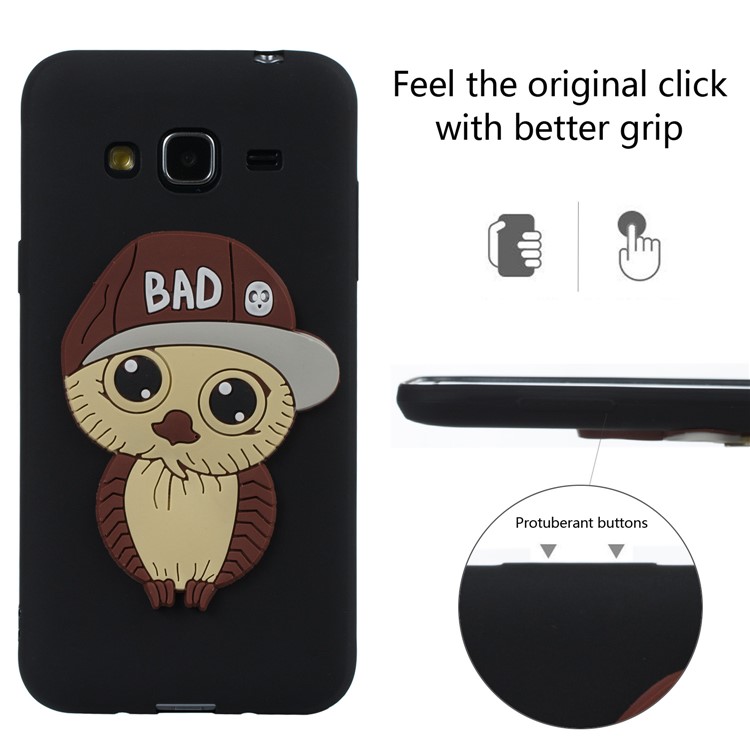 Cute 3D Male Owl TPU Soft Phone Case for Samsung Galaxy J3 (2016) / J3 - Black-2